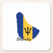 Barbados Flag Karte Rechteckiger Pappuntersetzer (Vorderseite)