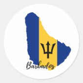 Barbados Flag Karte Runder Aufkleber (Vorderseite)