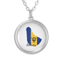 Barbados Flag Karte Versilberte Kette
