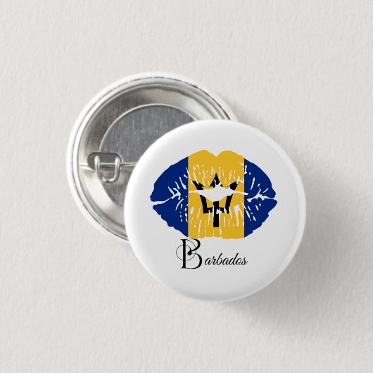 Barbados Flag Lips Button (Vorne & Hinten)