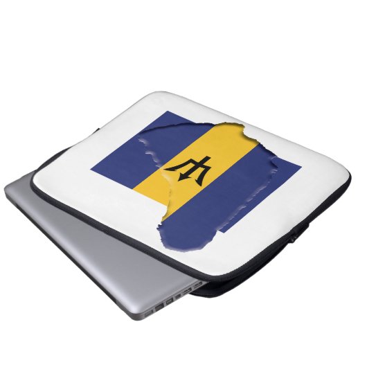 BARBADOS Flag Map Patriotic Computer WHITE Laptopschutzhülle (Vorne Knopf)