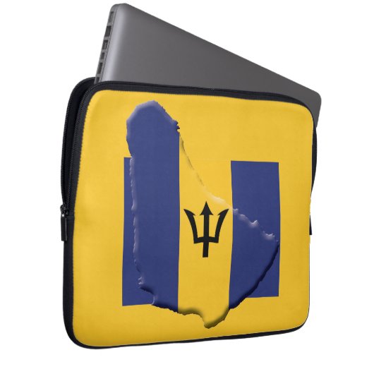 BARBADOS Flag Map Patriotic Computer YELLOW Laptopschutzhülle (Vorne Rechts)