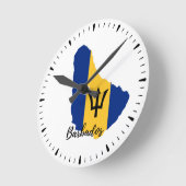 Barbados Flag Map Runde Wanduhr (Winkel)