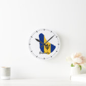 Barbados Flag Map Runde Wanduhr (Zuhause)