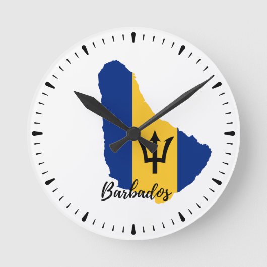 Barbados Flag Map Runde Wanduhr (Vorderseite)