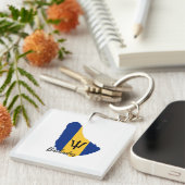 Barbados Flag Map Schlüsselanhänger (Vorderseite rechts)