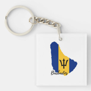 Barbados Flag Map Schlüsselanhänger
