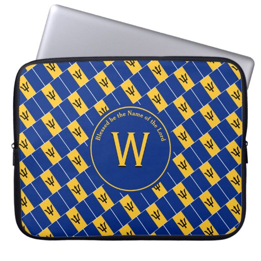 BARBADOS FLAG Maßgeschneidertes Monogram Barbadian Laptopschutzhülle (Vorderseite)
