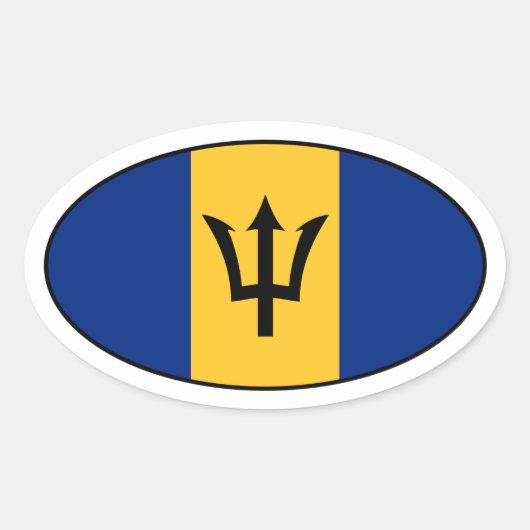 Barbados Flag Oval Sticker (Vorderseite)