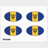 Barbados Flag Oval Sticker (Blatt)