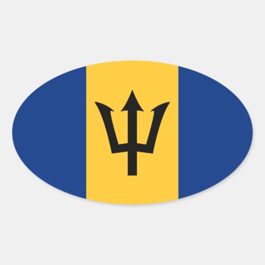 Barbados Flag Oval Sticker (Vorderseite)