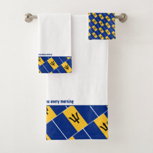 BARBADOS FLAG Personalisierte Schrift WEISS Badhandtuch Set
