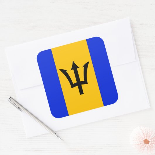 Barbados Flag Quadratischer Aufkleber (Umschlag)