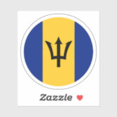 Barbados Flag Round Sticker (Blatt)