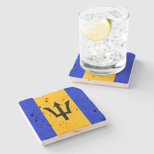 Barbados Flag Steinuntersetzer (Seitenansicht)