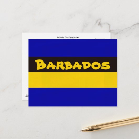 Barbados Flag Stripfarben Postkarte (Vorderseite/Rückseite Beispiel)