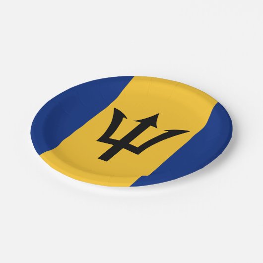 Barbados Flag Teller, Party, Sport, Barbados Pappteller (Schrägansicht)