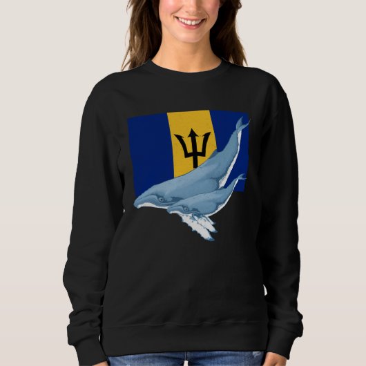 Barbados Flag with Humpback Whales Bajan Pride Sweatshirt (Vorderseite)