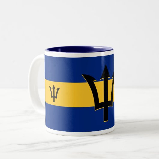 Barbados Flag Zweifarbige Tasse (Vorderseite Links)
