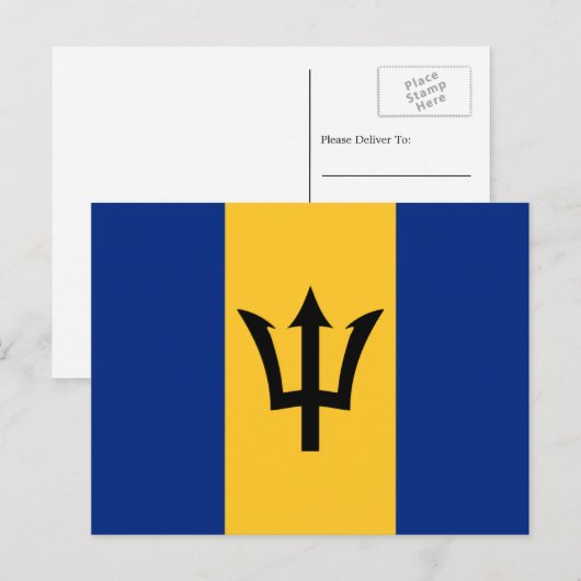 Barbados-Flagge, Flagge Postkarte (Vorne/Hinten)
