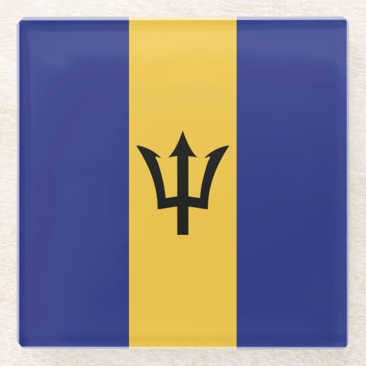 Barbados-Flagge Glasuntersetzer (Vorderseite)