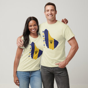 Barbados-Flagge in der Landkarte T-Shirt