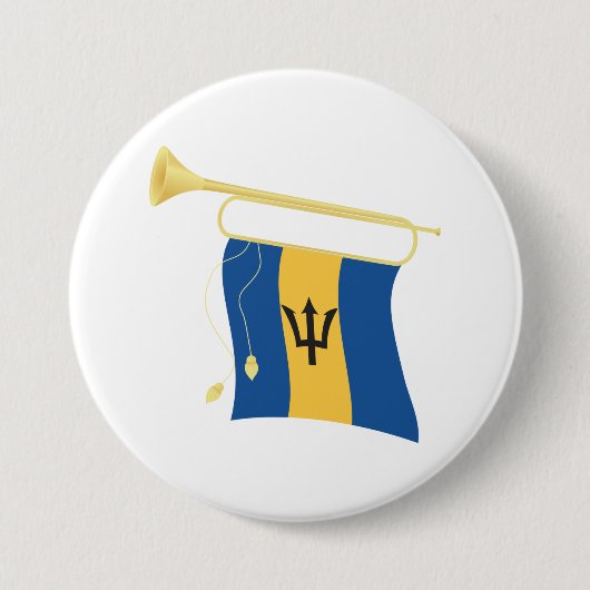 Barbados-Flagge mit Bugle Patriotic Caribbean Button (Vorderseite)