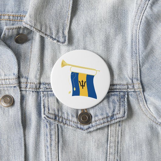 Barbados-Flagge mit Bugle Patriotic Caribbean Button