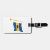 Barbados-Flagge mit Bugle Patriotic Caribbean Gepäckanhänger (Vorderseite horizontal)