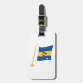Barbados-Flagge mit Bugle Patriotic Caribbean Gepäckanhänger (Vorderseite vertikal)