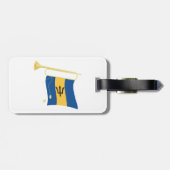 Barbados-Flagge mit Bugle Patriotic Caribbean Gepäckanhänger (Rückseite horizontal)