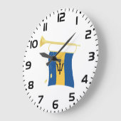 Barbados-Flagge mit Bugle Patriotic Caribbean Große Wanduhr (Winkel)