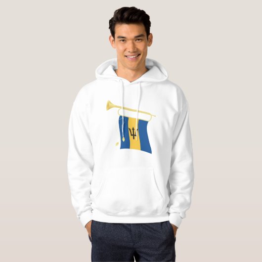 Barbados-Flagge mit Bugle Patriotic Caribbean Hoodie (Vorne ganz)