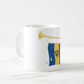 Barbados-Flagge mit Bugle Patriotic Caribbean Kaffeetasse (Vorderseite Links)