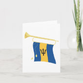 Barbados-Flagge mit Bugle Patriotic Caribbean Karte (Vorderseite)