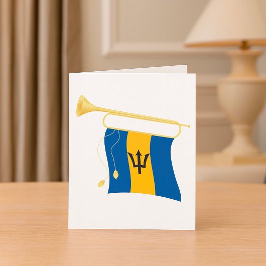 Barbados-Flagge mit Bugle Patriotic Caribbean Karte