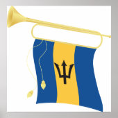 Barbados-Flagge mit Bugle Patriotic Caribbean Poster (Vorne)