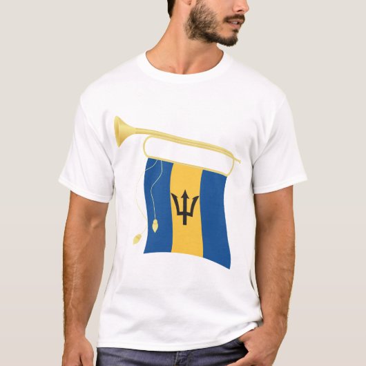Barbados-Flagge mit Bugle Patriotic Caribbean T-Shirt (Vorderseite)
