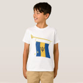 Barbados-Flagge mit Bugle Patriotic Caribbean T-Shirt (Vorne ganz)