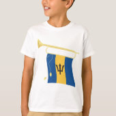 Barbados-Flagge mit Bugle Patriotic Caribbean T-Shirt (Vorderseite)