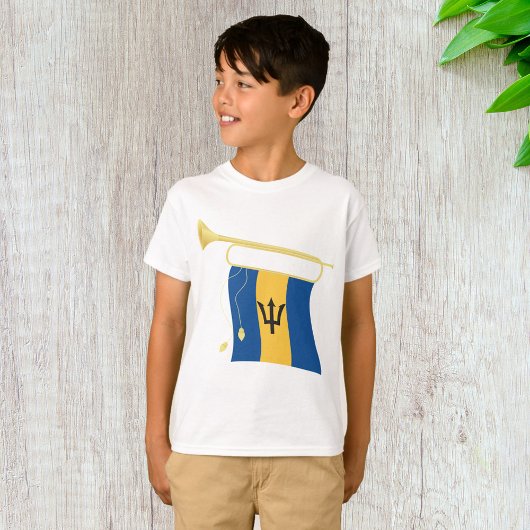 Barbados-Flagge mit Bugle Patriotic Caribbean T-Shirt