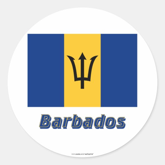 Barbados-Flagge mit Namen Runder Aufkleber (Vorderseite)