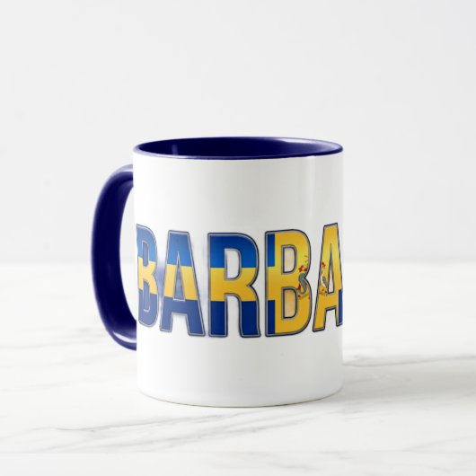 Barbados-Flagge Text | Karibischer Stolz Design Tasse (Vorderseite Links)