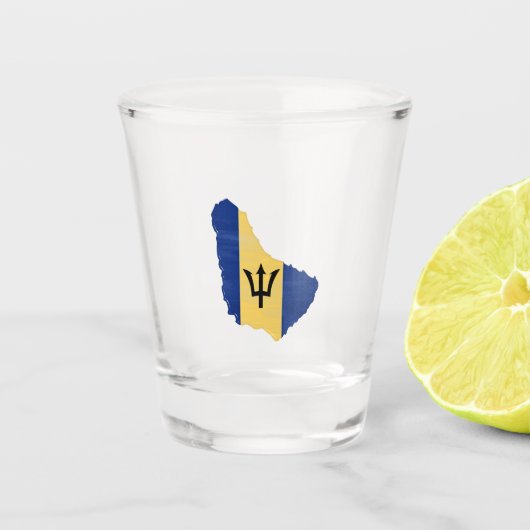 Barbados-Flagge und Karte Schnapsglas (Vorderseite)