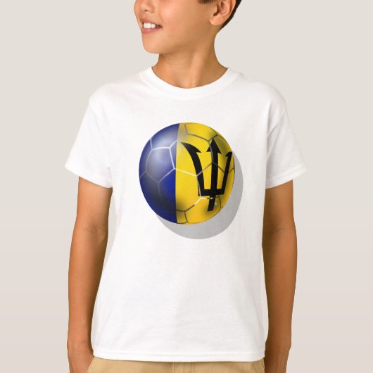 Barbados-Fußballfußbalball Bajan Flagge T-Shirt (Vorderseite)