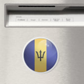 Barbados Glossy Circle Flag Magnet (In Situ (Geschirrspüler))