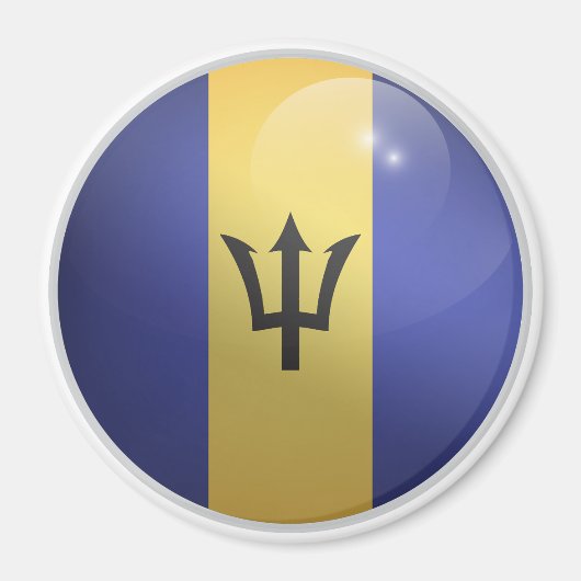 Barbados Glossy Circle Flag Magnet (Vorne)