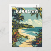 Barbados Illustration Travel Art Vintag Postkarte (Vorne/Hinten)