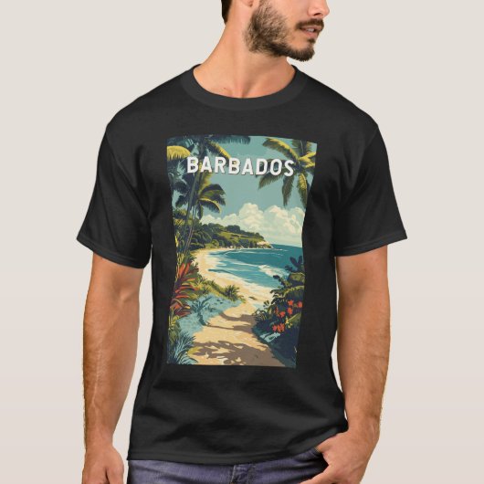 Barbados Illustration Travel Art Vintag T-Shirt (Vorderseite)