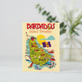 Barbados Inselkarte Postkarte (Stehend Vorderseite)